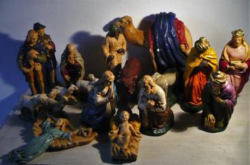 Prachtige oude kerstgroep | kerstbeelden | kerststal 20delig beschikbaar voor biedingen