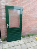 Hardhouten achterdeur 87.5x199cm met sterk draadglas, Ophalen, 80 tot 100 cm, Minder dan 200 cm, Glas