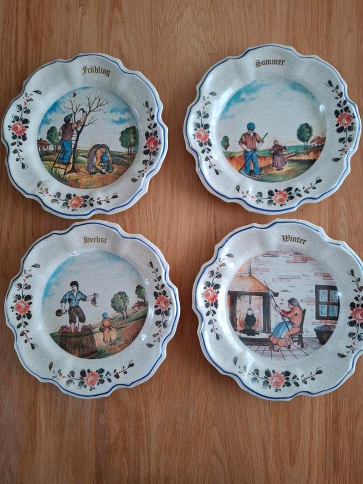 Vintage Seizoensborden - Set van 4, Antiek en Kunst, Antiek | Wandborden en Tegels, Ophalen of Verzenden