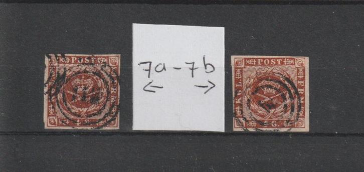 Denemarken, 1858, Michel nummer 7A en 7B, gestempeld., Postzegels en Munten, Postzegels | Europa | Scandinavië, Gestempeld, Denemarken