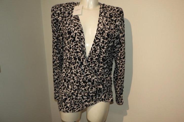 Isabel Marant Etoile zwart wit blouse top overslag nieuw S, Kleding | Dames, Blouses en Tunieken, Nieuw, Maat 36 (S), Zwart, Verzenden