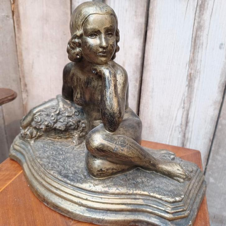 Mooi! Art nouveau style Frans beeld/buste, Antiek en Kunst, Curiosa en Brocante, Ophalen