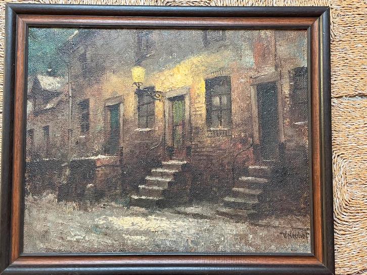 Walter Neuhof - Maastricht bij nacht - olieverf, Antiek en Kunst, Kunst | Schilderijen | Klassiek, Ophalen