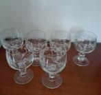 Vintage likeur/Dessert glazen, Luminarc druiven ranken 6st, Antiek en Kunst, Antiek | Glas en Kristal, Verzenden