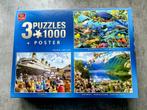 King Puzzles 3x1000 stukjes + Poster, Ophalen of Verzenden, 500 t/m 1500 stukjes, Zo goed als nieuw, Legpuzzel