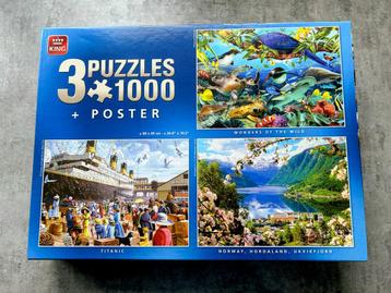King Puzzles 3x1000 stukjes + Poster beschikbaar voor biedingen
