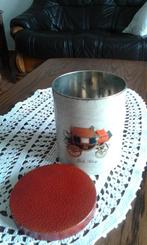 mooi beschilderd ronde galakoets blikken voorraad koffiedoos, Ophalen of Verzenden, Zo goed als nieuw, Overige materialen, Pot, Bus of Blik