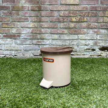 Curver prullenbak pedaalemmer rond beige bruin retro vintage beschikbaar voor biedingen