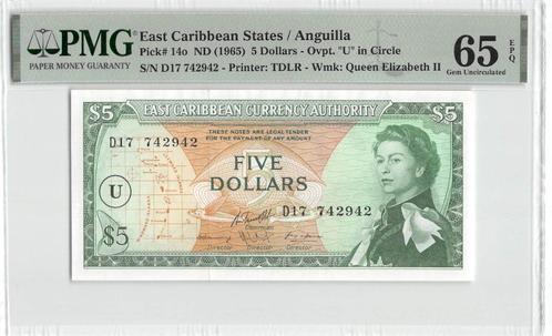 Eastern Caribbean 5 Dollars 1965 Unc PMG 65 EPQ, Postzegels en Munten, Bankbiljetten | Amerika, Los biljet, Noord-Amerika, Ophalen of Verzenden