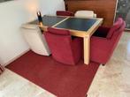 Massief eiken eettafel met leisteen inleg + 5 fauteuils, Huis en Inrichting, Ophalen, Gebruikt, 50 tot 100 cm, Vijf personen of meer