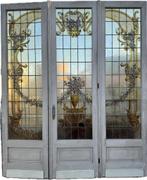 Set 3- delige Barok glas in koper deuren 260x216cm., Ophalen