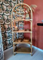 Vintage Rotan Boogkast Bamboe, Met plank(en), Overige materialen, 100 tot 150 cm, Ophalen of Verzenden