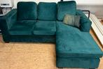 Stijvolle hoekbank Smaragdgroen als nieuw!, Huis en Inrichting, Banken | Complete zithoeken, Ophalen, Zo goed als nieuw, Stof