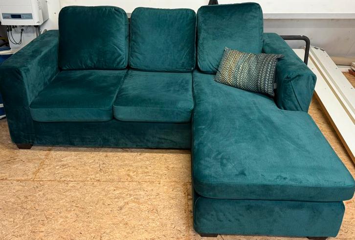 Stijvolle hoekbank Smaragdgroen als nieuw!, Huis en Inrichting, Banken | Complete zithoeken, Zo goed als nieuw, Stof, Ophalen