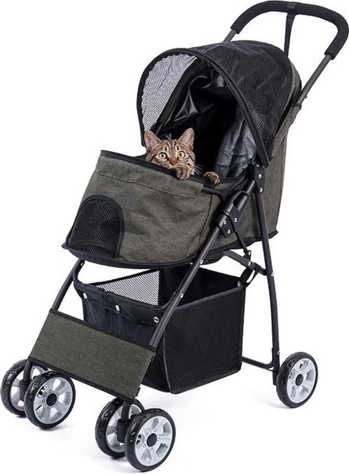 Hondenbuggy opvouwbaar-4-wiel met puppy opbergmand-Grijs, Dieren en Toebehoren, Honden-accessoires, Nieuw, Verzenden