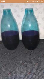 2 hoge vazen, Blauw, Ophalen of Verzenden, Minder dan 50 cm, Glas