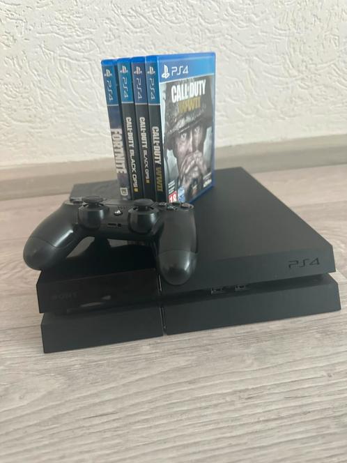 PlayStation 4 + Controller + 4 Games, Spelcomputers en Games, Spelcomputers | Sony PlayStation 4, Gebruikt, Original, Met 1 controller