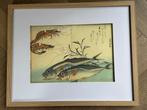 Japans - Vissen - oude plaat GROOT en Mooi, Antiek en Kunst, Ophalen of Verzenden