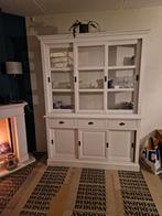 Witte buffetkast met glazen schuifdeuren, Huis en Inrichting, Kasten | Buffetkasten, Ophalen, Gebruikt, 150 tot 200 cm, Landelijk