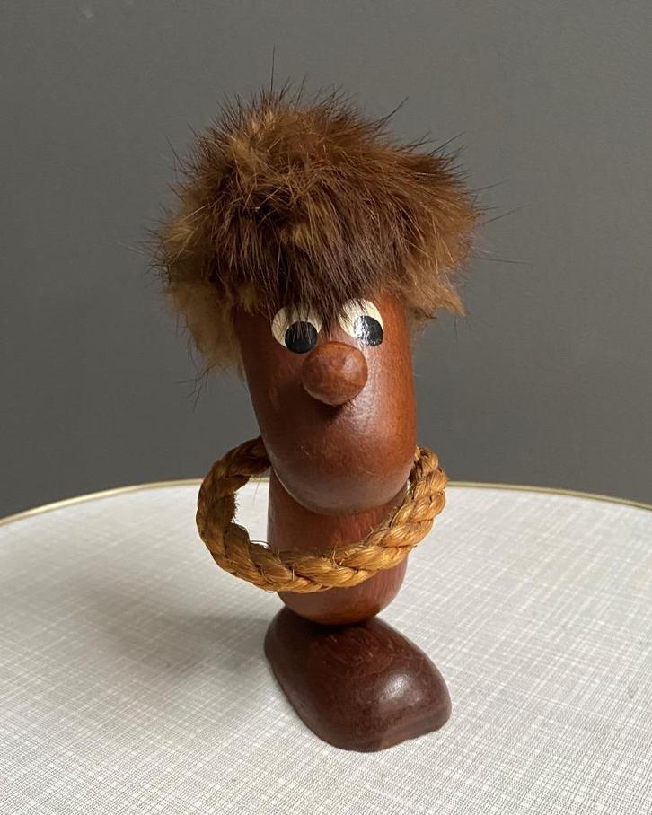 60 jaren Optimist kurken trekker Figuur teak houten popje, Huis en Inrichting, Keuken | Keukenbenodigdheden, Gebruikt, Ophalen of Verzenden