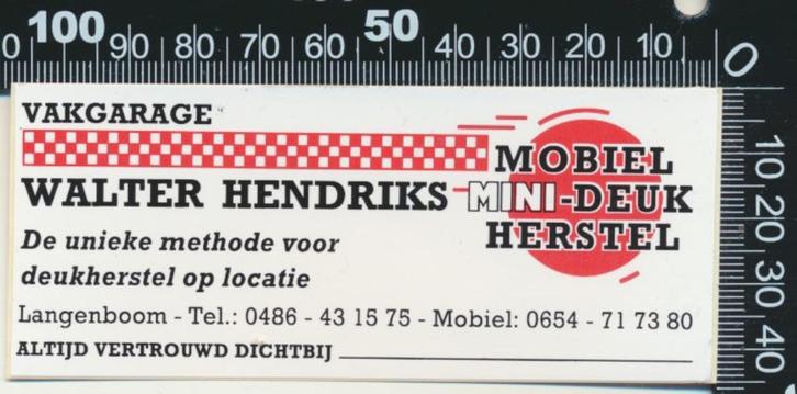 Sticker: Vakgarage Walter Hendriks - Langenboom (3), Verzamelen, Stickers, Zo goed als nieuw, Auto of Motor, Ophalen of Verzenden
