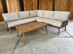 Loungehoek Enola light teaklook rope taupe, Ophalen, 5 zitplaatsen, Nieuw, Loungeset