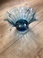 Blauwe glazen schalen met golvende rand, Ophalen, Schaal, Rond, Glas