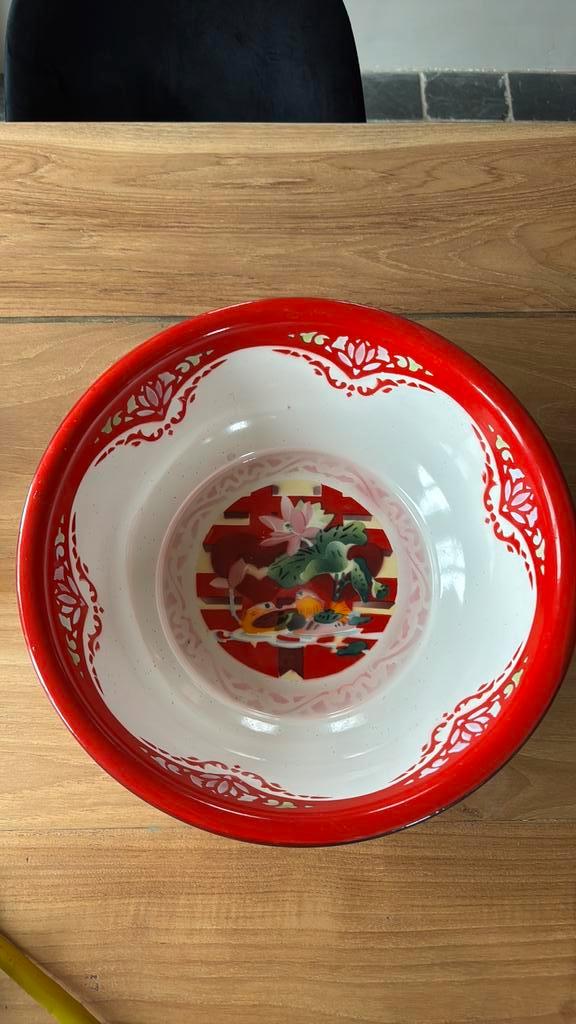 Grote vintage chinese emaille schaal, Huis en Inrichting, Keuken | Servies, Zo goed als nieuw, Schaal of Schalen, Overige stijlen