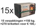 Rekord Bruinkool briketten 15x10 kg. 150 kg. totaal 270 ex., Tuin en Terras, Haardhout, Ophalen
