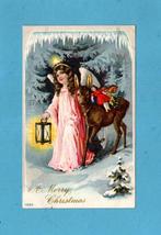 Pracht oude kerstkaart N806 - Engetje/hertje/popjes uit 1910, Verzamelen, Verzenden, Voor 1920, Gelopen, Kinderen
