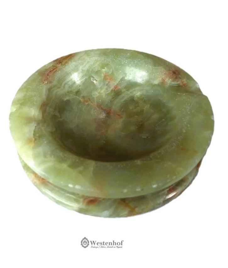 Vintage asbak onyx steen groen - rond, Verzamelen, Rookartikelen, Aanstekers en Luciferdoosjes, Asbak, Ophalen of Verzenden