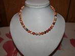ketting van oranje/bruine/witte jade, Sieraden, Tassen en Uiterlijk, Kettingen, Ophalen of Verzenden, Nieuw, Oranje, Steen of Mineraal