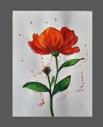Unieke Handgeschilderde schilderij origineel Aquarel bloem, Minder dan 50 cm, Oorspronkelijke maker, Nieuw, Ophalen of Verzenden