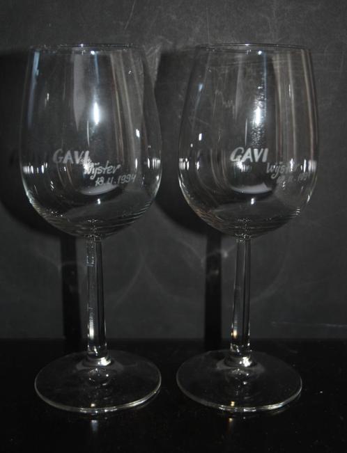 2 Wijnglazen Gavi Wijster 18-11-1994, Verzamelen, Glas en Borrelglaasjes, Nieuw, Overige typen, Ophalen of Verzenden