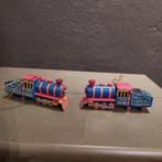 vintage blikken speelgoed locomotief blauw rood, Ophalen of Verzenden