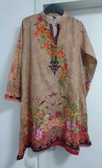 Maat M indiase jurk tuniek geborduurde kamiz kurta kameez, Kleding | Dames, Maat 38/40 (M), Overige typen, Beige, Ophalen of Verzenden