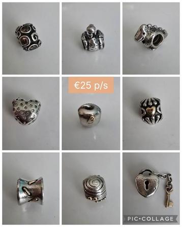 Prachtige originele zilveren Pandora bedels - oa met goud  beschikbaar voor biedingen