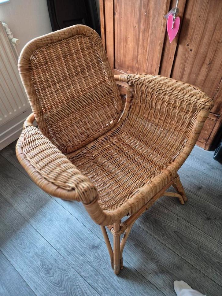 Vintage Rotan Stoel, Huis en Inrichting, Stoelen, Gebruikt, Eén, Riet of Rotan, Bruin, Ophalen of Verzenden