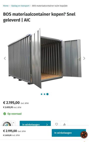 Materiaalcontainer opslagcontainer 4x2 demontabele keet beschikbaar voor biedingen