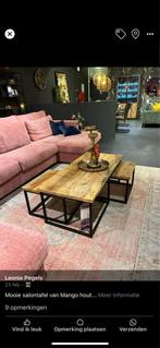 Mooie drie delige mangohouten salon tafel, Ophalen of Verzenden, Zo goed als nieuw, Rechthoekig, Minder dan 50 cm