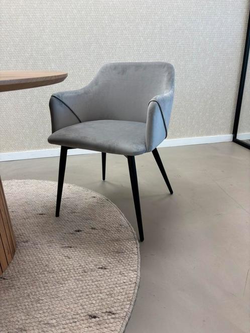6x Kick eetkamerstoel Matz velvet grijs, Huis en Inrichting, Stoelen, Nieuw, Vijf, Zes of meer stoelen, Stof, Grijs, Ophalen of Verzenden