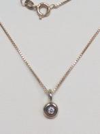 gouden KETTING 46 cm, met HANGER bezet met Briljantje, Ophalen of Verzenden, Zo goed als nieuw, Met edelsteen, Goud