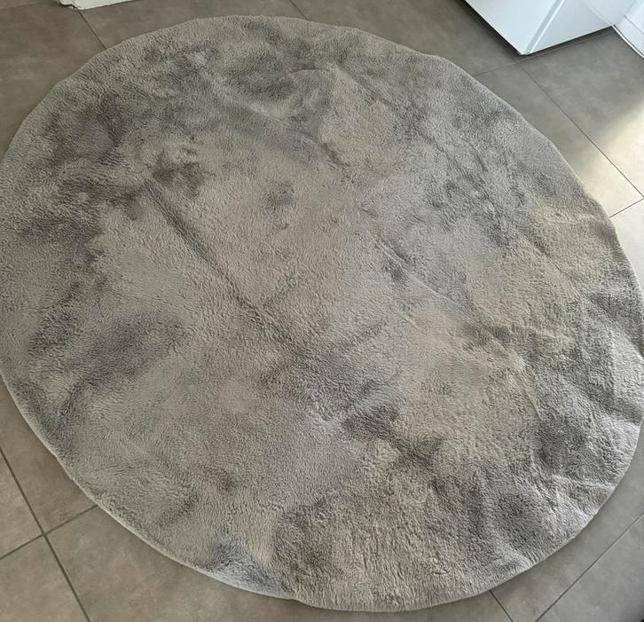 Ronde grijze vloerkleed, Huis en Inrichting, Stoffering | Tapijten en Kleden, Zo goed als nieuw, Rond, Grijs, Ophalen