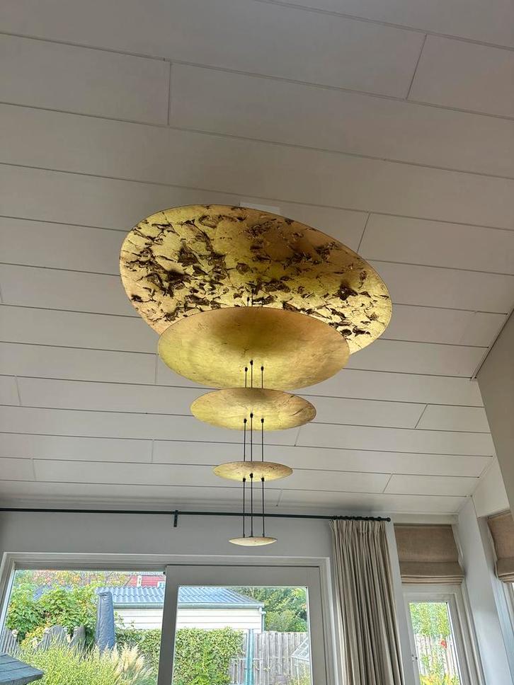 Catellani & Smith Hanglamp bladgoud, Huis en Inrichting, Lampen | Hanglampen, Zo goed als nieuw, 75 cm of meer, Metaal, Ophalen