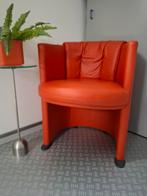 Oranje fauteuil, Huis en Inrichting, Fauteuils, Ophalen, Gebruikt, Minder dan 75 cm, Leer