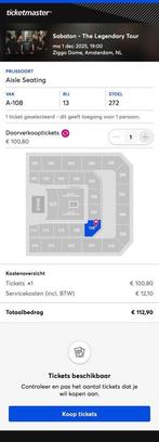 Kaartje concert SABATON, Tickets en Kaartjes, Eén persoon, December