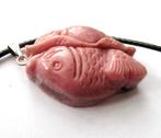 Prachtige Vis hanger van Rhodoniet aan ketting, Verzenden, Nieuw, Steen of Mineraal, Met edelsteen