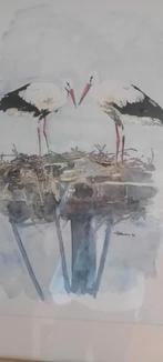 2 ooievaars op nest, Antiek en Kunst, Kunst | Etsen en Gravures, Ophalen
