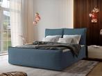 ACTIE Opberg Boxspring 180 x 200 Ribstof Blauw - Montana, Blauw, Ophalen of Verzenden, 180 cm, 200 cm