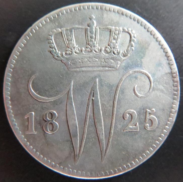 25 Cent 1825U MOOI!!, Postzegels en Munten, Munten | Nederland, Losse munt, 25 cent, Koning Willem I, Zilver, Verzenden